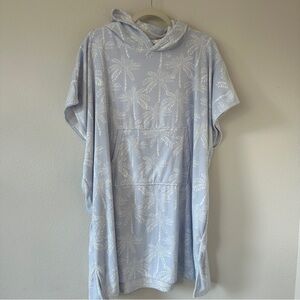 Women’s Cover Up/Poncho Light Blue with Palm Tree Print. OSFM